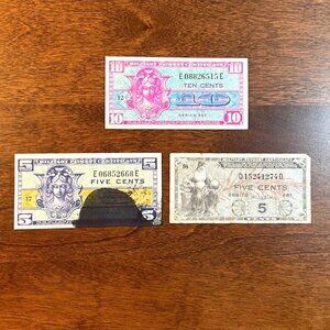 Three Military Payment Certificates - Series 481 & Series 521